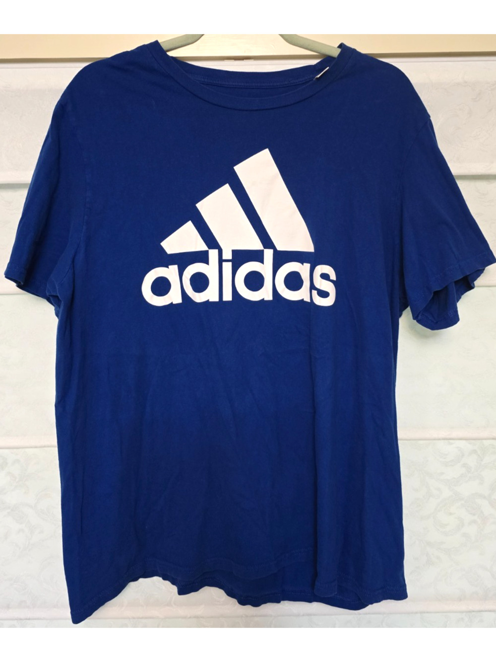 Adidas Mens Blue Logo Graphic T Shirt Size Large Athletic Casual Tee